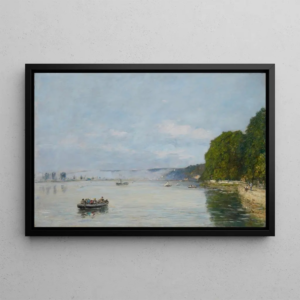 Caudebec-en-Caux, Båtar på Seine - Eugène Boudin — inramlat konstverk på väggen