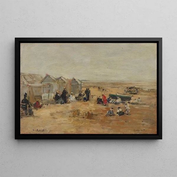 Deauville strandscen - Eugène Boudin — inramlat konstverk på väggen