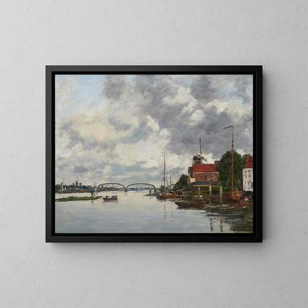 Pont de Dordrecht sur la Meuse - Eugène Boudin — inramlat konstverk på väggen