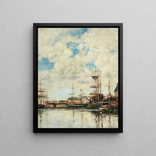 Dunkerque segelbåtar kaj - Eugène Boudin — inramlat konstverk på väggen