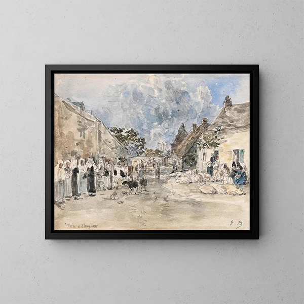 Foire de Plougastel - Eugène Boudin — inramlat konstverk på väggen