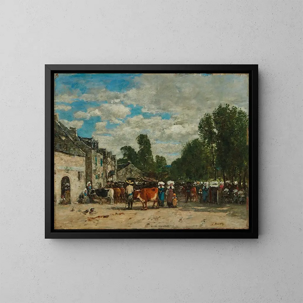 Foire i Bretagne - Eugène Boudin — inramlat konstverk på väggen