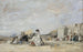 Dame i vit klädsel på stranden i Trouville - Eugène Boudin — vy av konstverket
