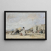 Dame i vit klädsel på stranden i Trouville - Eugène Boudin — inramlat konstverk på väggen