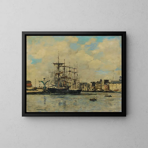 Le Havre, bassängen av La Barre - Eugène Boudin — inramlat konstverk på väggen