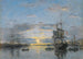 Le Havre, den före hamnen vid solnedgång - Eugène Boudin — vy av konstverket