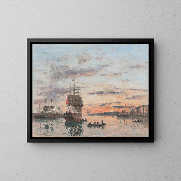 Le Havre, framtidens hamn - Eugène Boudin — inramlat konstverk på väggen