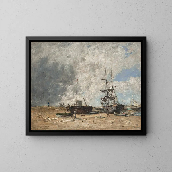 Le rivage de Trouville, marée basse - Eugène Boudin — inramlat konstverk på väggen