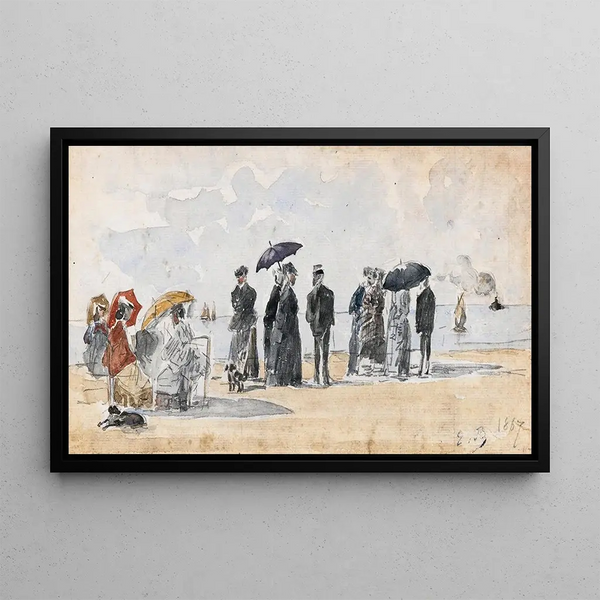 Les Crinolines - Eugène Boudin — inramlat konstverk på väggen