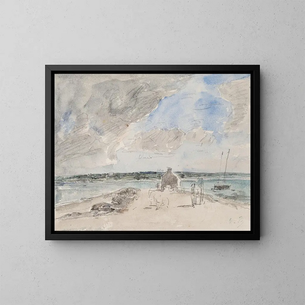 Plougastel, passage till mynningen av Landerneau-floden - Eugène Boudin — inramlat konstverk på väggen