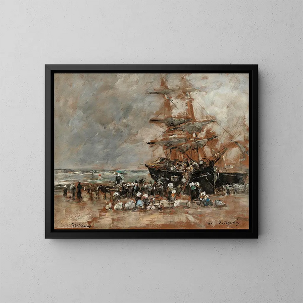 Retour du Terreneuvier à Portrieux - Eugène Boudin — inramlat konstverk på väggen
