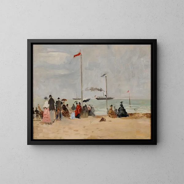 På stranden i Trouville - Eugène Boudin — inramlat konstverk på väggen