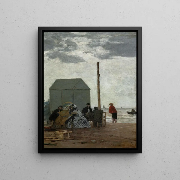 La plage de Deauville - Eugène Boudin — inramlat konstverk på väggen