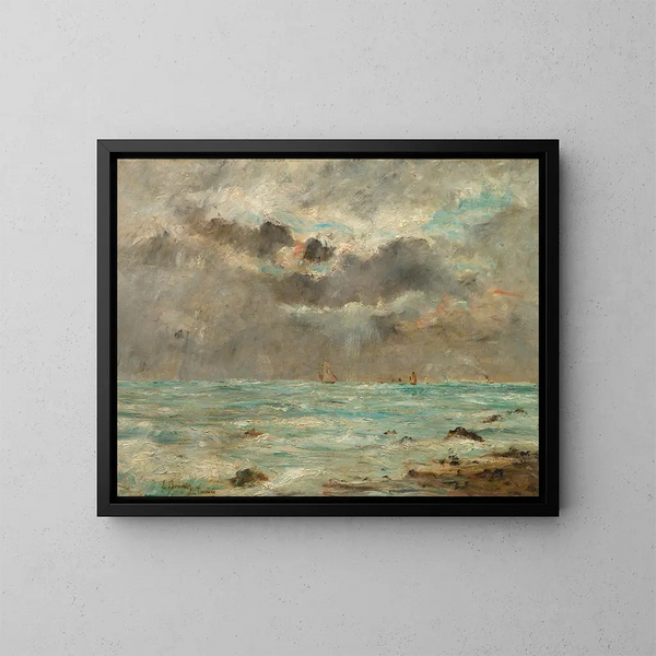 La Côte à Trouville - Eugène Boudin — inramlat konstverk på väggen