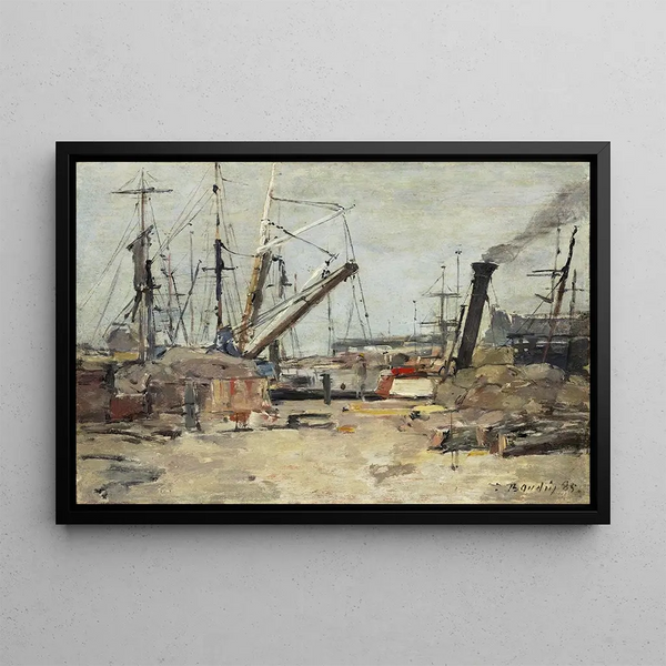 Les chalutiers - Eugène Boudin — inramlat konstverk på väggen