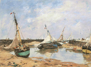 Trouville-båtar mellan pirarna - Eugène Boudin — vy av konstverket