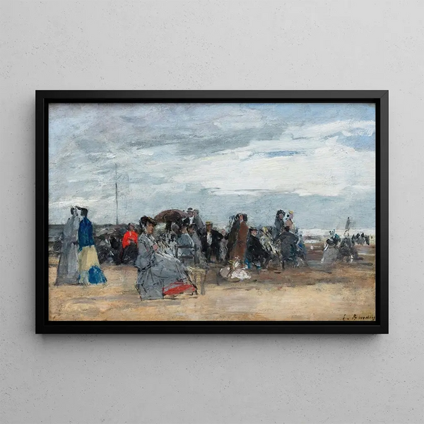 Trouville strandscen (Konflikt av fall) - Eugène Boudin — inramlat konstverk på väggen
