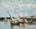 båtar i Trouville, ebb - Eugène Boudin — vy av konstverket
