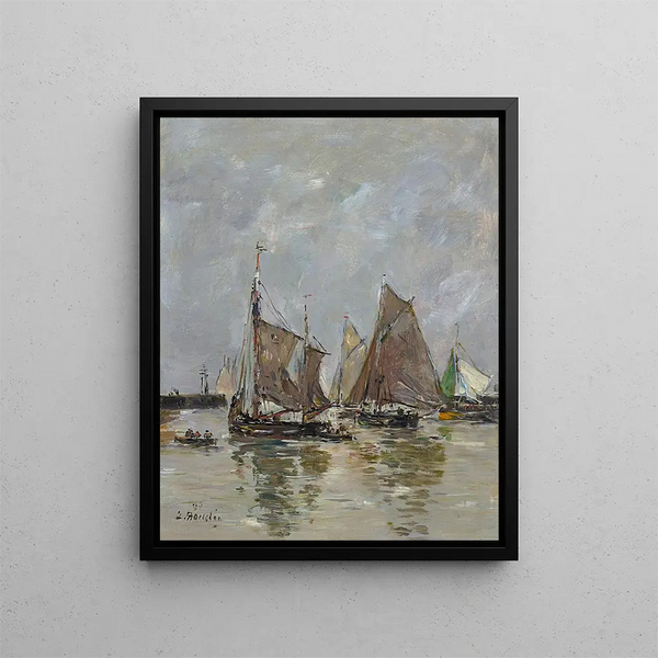 Trouville, l'appareillage des sardiniers - Eugène Boudin — inramlat konstverk på väggen
