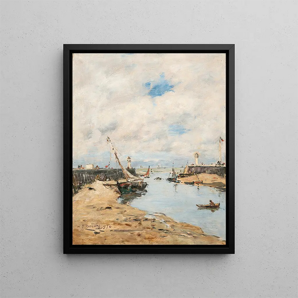 Trouville, den strandade segelbåten - Eugène Boudin — inramlat konstverk på väggen