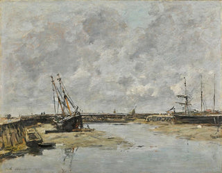 Trouville, de kajer vid ebb - Eugène Boudin — vy av konstverket