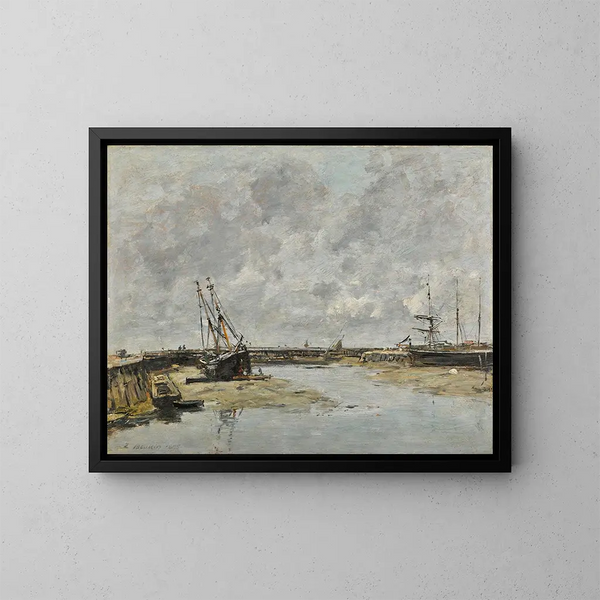 Trouville, de kajer vid ebb - Eugène Boudin — inramlat konstverk på väggen