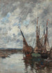 Trouville segelbåtar strandade - Eugène Boudin — vy av konstverket