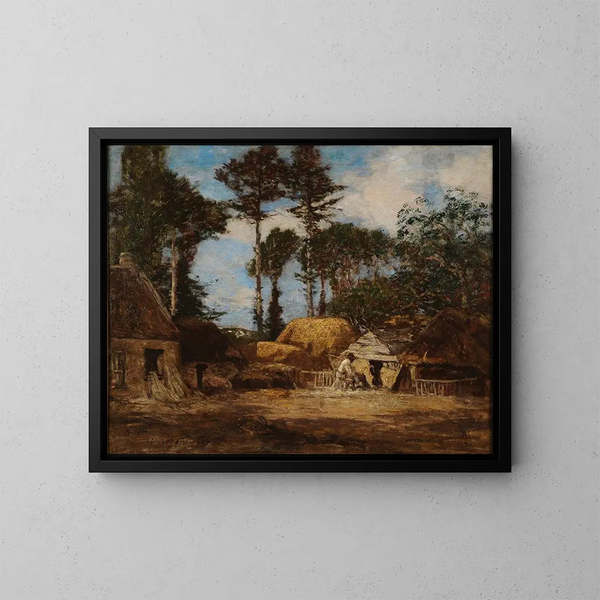 En gård i Bretagne - Eugène Boudin — inramlat konstverk på väggen