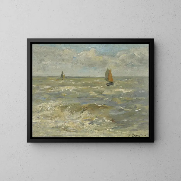 segelbåtar på havet - Eugène Boudin — inramlat konstverk på väggen