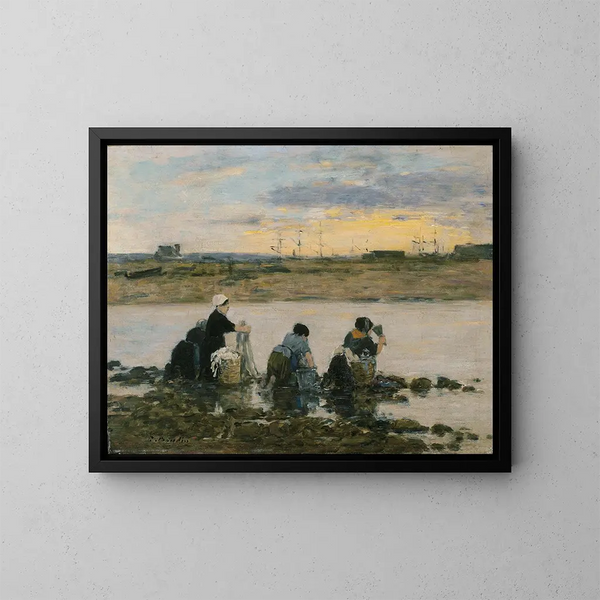 Laveuses vid flodkanten - Eugène Boudin — inramlat konstverk på väggen