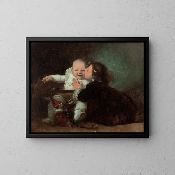 Le Baiser - Eugène Carrière — inramlat konstverk på väggen