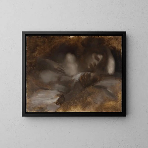 Le Sommeil - Eugène Carrière — inramlat konstverk på väggen