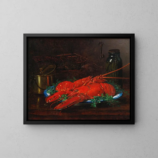 Eugne Claude - Still Life Of A Lobster With A Copper Pot On A Ledge.webp