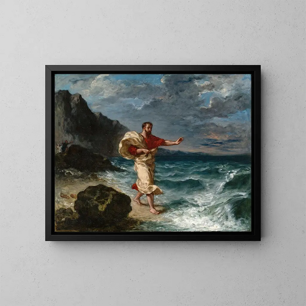 Démosthène på stranden - Eugène Delacroix — inramlat konstverk på väggen