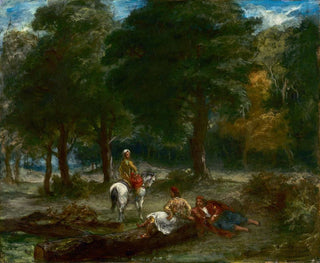 Cavaliers grecs se reposant dans la forêt - Eugène Delacroix — vy av konstverket