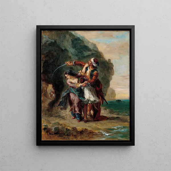 Selim och Zuleika - Eugène Delacroix — inramlat konstverk på väggen