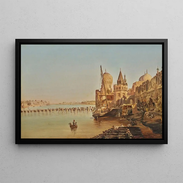 Eugne Flandin - The Old Boat Bridge Baghdad.webp