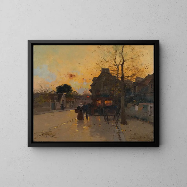 by en höstkväll - Eugène Galien-Laloue — inramlat konstverk på väggen