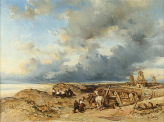 Eugne Isabey - Attelage de chevaux en bord de mer Hollande.webp