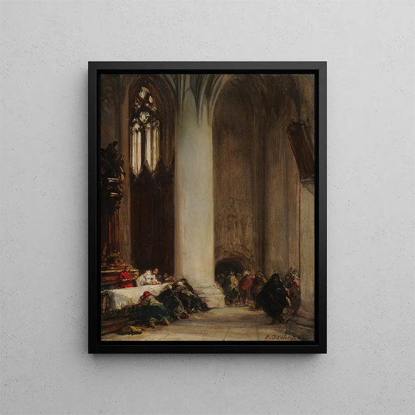 La Communion - Eugène Isabey — inramlat konstverk på väggen