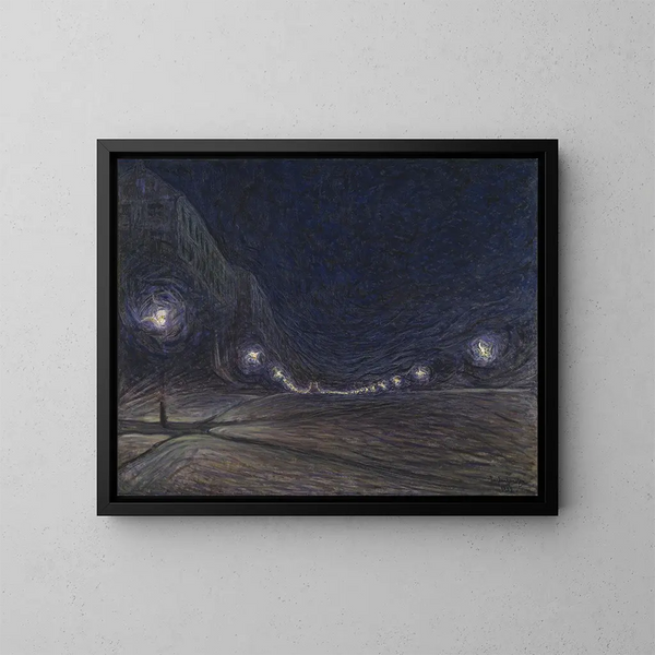 Hornsgatan la nuit - Eugène Jansson — inramlat konstverk på väggen