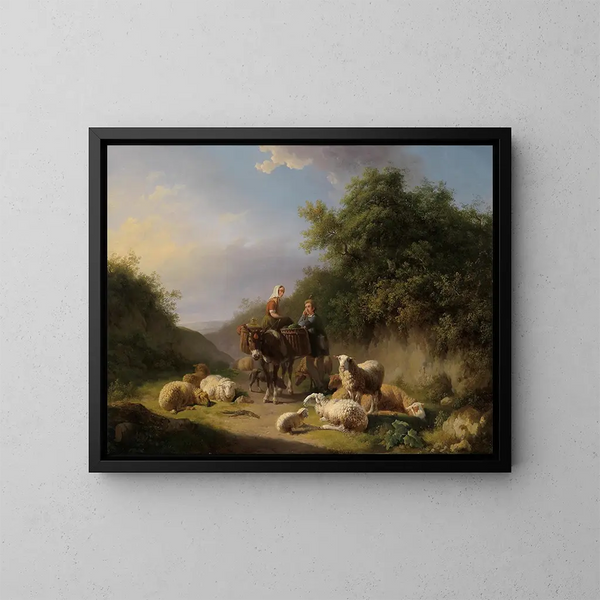 Bergare och herde - Eugène Joseph Verboeckhoven — inramlat konstverk på väggen