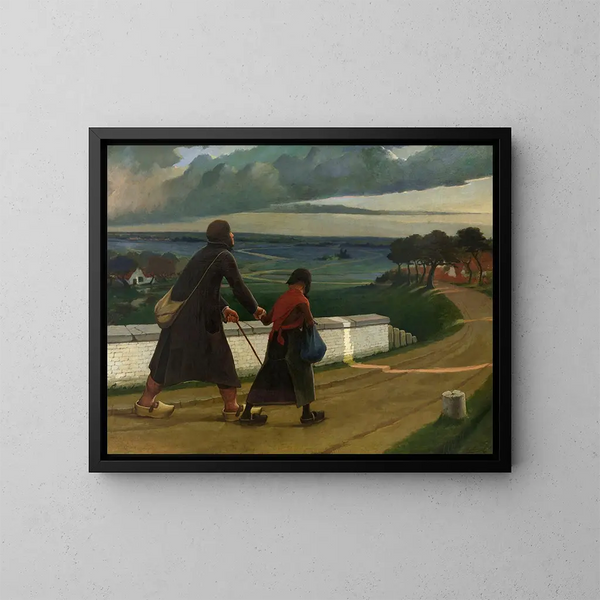 Le aveugle - Eugène Laermans — inramlat konstverk på väggen