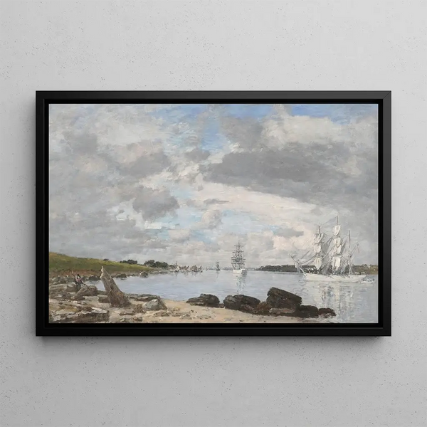 La Baie à l'embouchure de la rivière Elorn Landerneau - Eugène Louis Boudin — inramlat konstverk på väggen