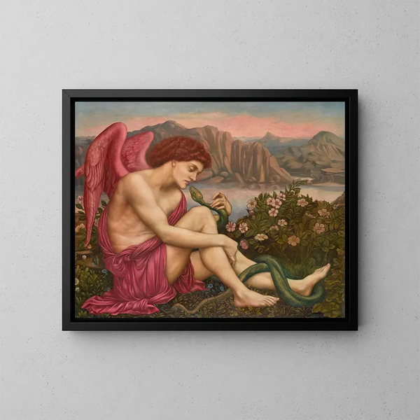 L'Ange avec le Serpent - Evelyn De Morgan — inramlat konstverk på väggen