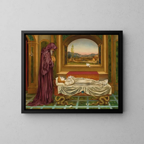 Le Juif errant que les dieux aiment meurt jeune - Evelyn De Morgan — inramlat konstverk på väggen