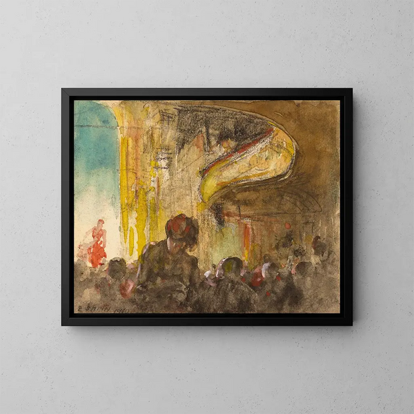Paris musikrum - Everett Shinn — inramlat konstverk på väggen