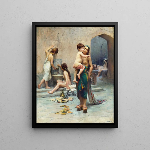 Hamam, badet - Fausto Zonaro — inramlat konstverk på väggen