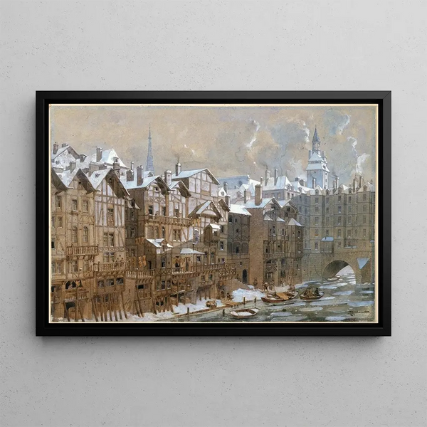Fdor Hoffbauer - La Cit et le pont aux Change en hiver 1650.webp