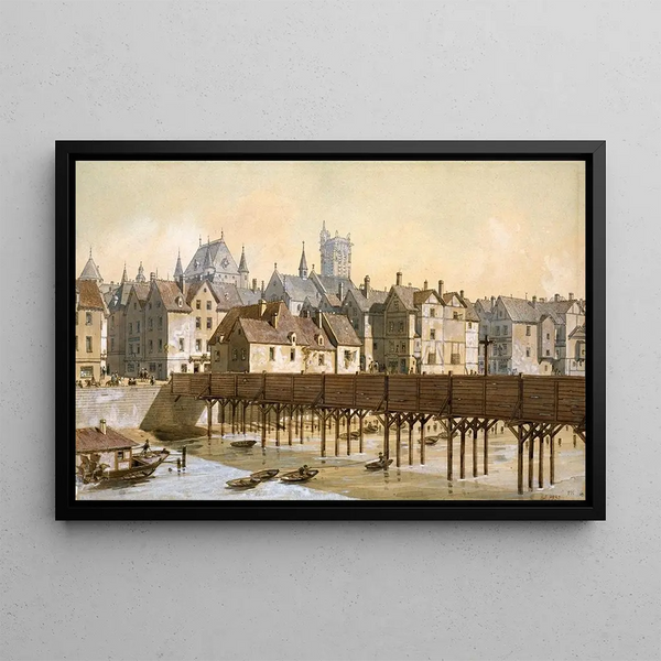 Le Grand Châtelet och Bois-bron, 1621-1645 - Fédor Hoffbauer — inramlat konstverk på väggen